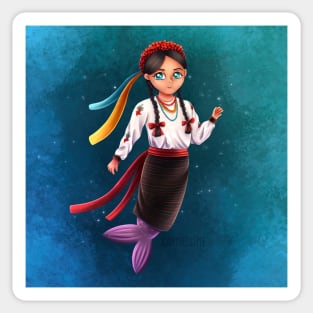 Mermaid in Ukrainian clothes Sticker